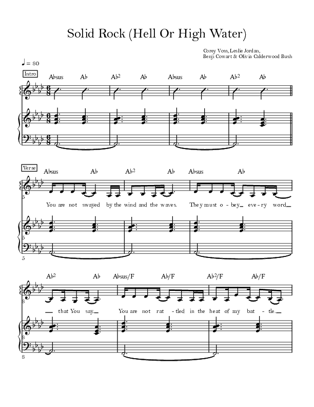 Solid Rock (Hell Or High Water) Piano/Vocal (Corey Voss/Madison Street Worship / Olivia Calderwood Bush)