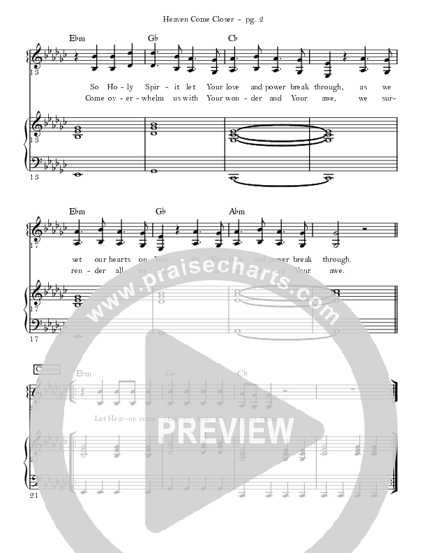 Heaven Come Closer Piano/Vocal (Corey Voss/Madison Street Worship / Jenna Bataller)