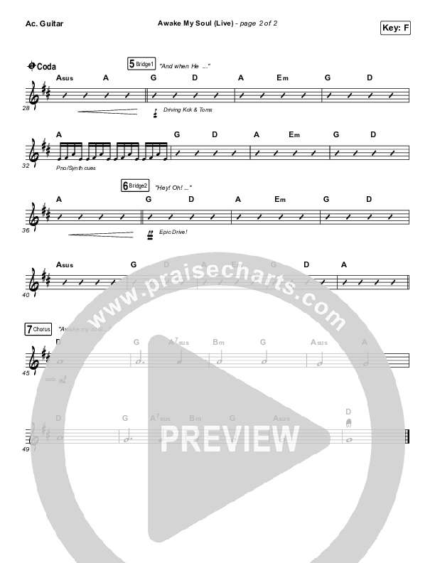 Awake My Soul (Live) Acoustic Guitar (Hillsong Worship)