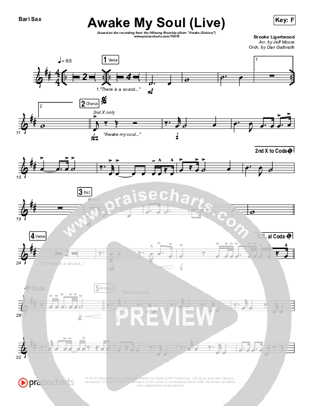 Awake My Soul (Live) Bari Sax (Hillsong Worship)