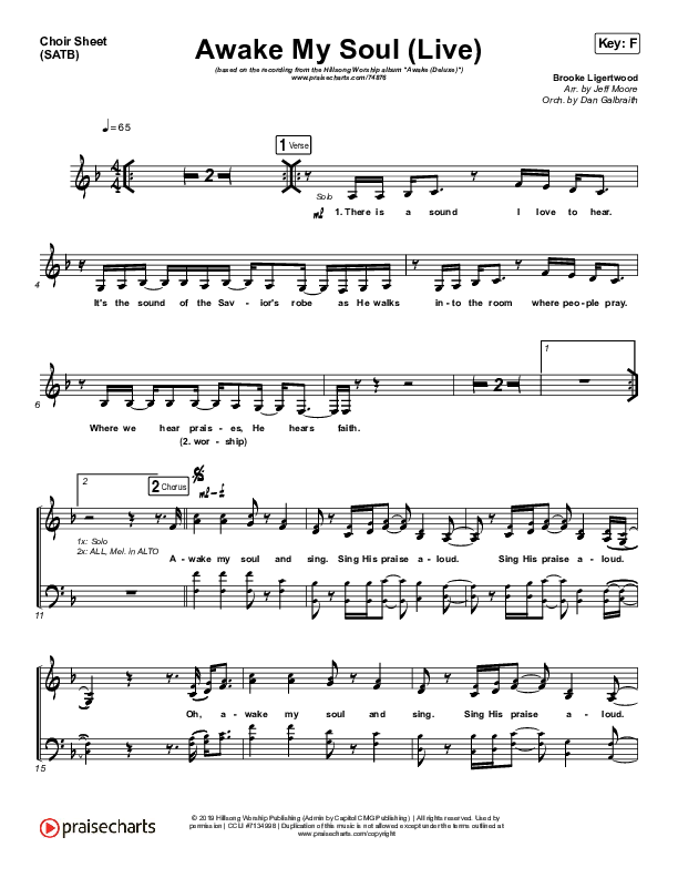 Awake My Soul (Live) Choir Sheet (SATB) (Hillsong Worship)