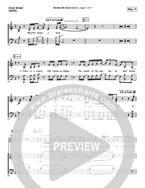 Awake My Soul (Live) Choir Sheet (SATB) (Hillsong Worship)