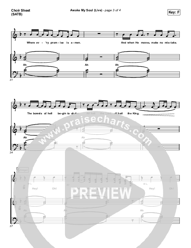 Awake My Soul (Live) Choir Sheet (SATB) (Hillsong Worship)