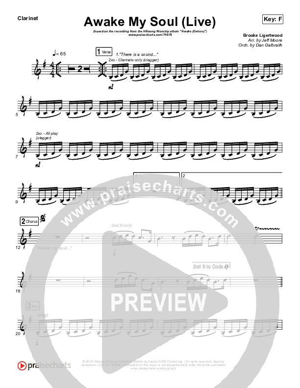 Awake My Soul (Live) Clarinet (Hillsong Worship)