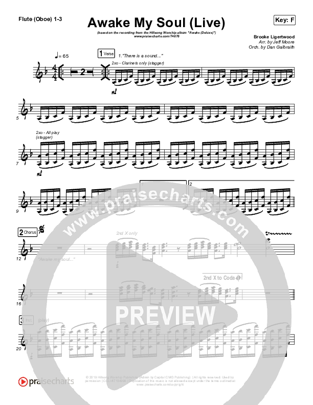 Awake My Soul (Live) Flute/Oboe 1/2/3 (Hillsong Worship)