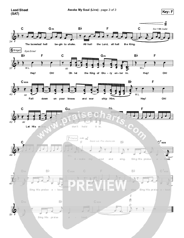 Awake My Soul (Live) Lead Sheet (SAT) (Hillsong Worship)