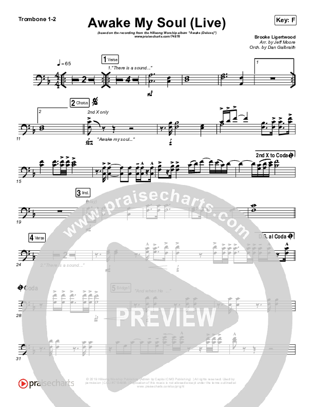 Awake My Soul (Live) Trombone 1/2 (Hillsong Worship)