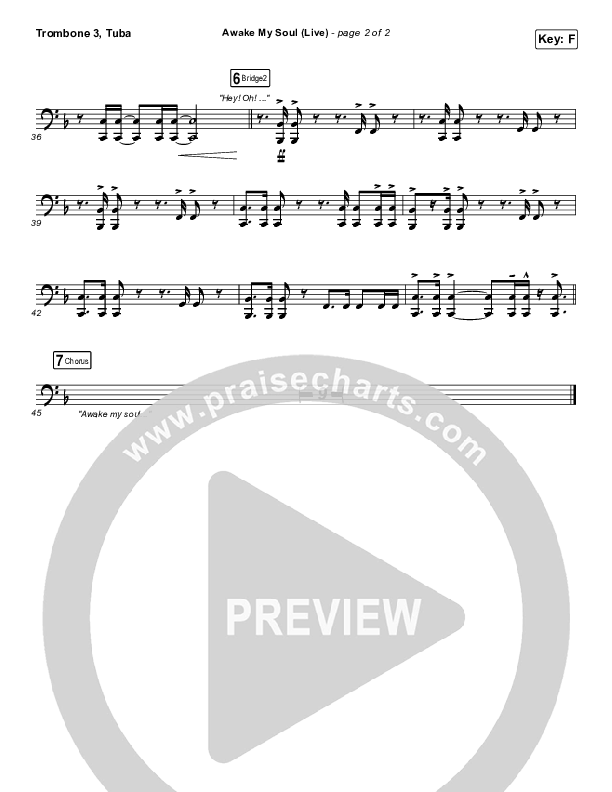 Awake My Soul (Live) Trombone 3/Tuba (Hillsong Worship)