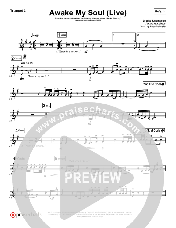 Awake My Soul (Live) Trumpet 3 (Hillsong Worship)