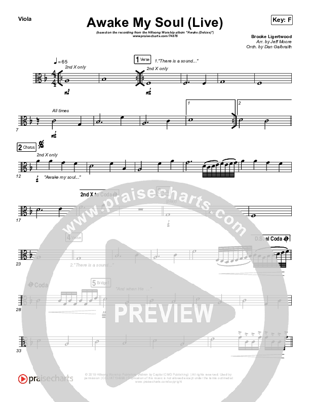 Awake My Soul (Live) Viola (Hillsong Worship)