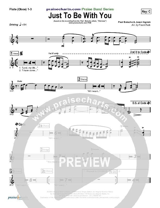 Just To Be With You Flute/Oboe 1/2/3 (Paul Baloche)