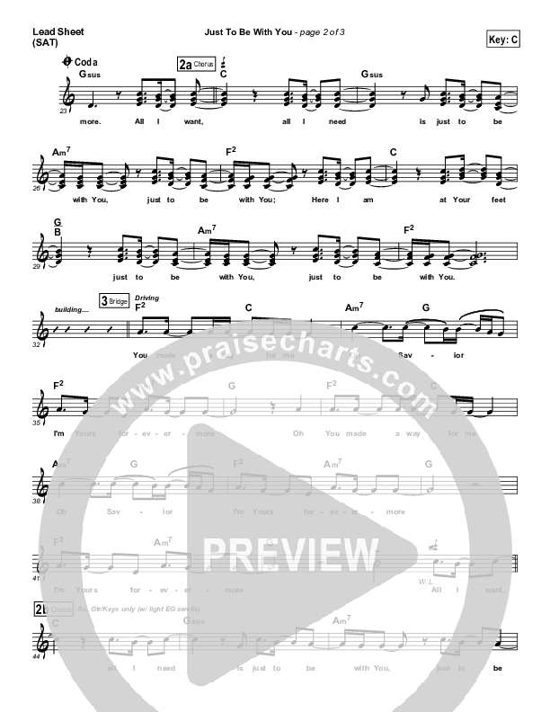 Just To Be With You Lead Sheet (SAT) (Paul Baloche)