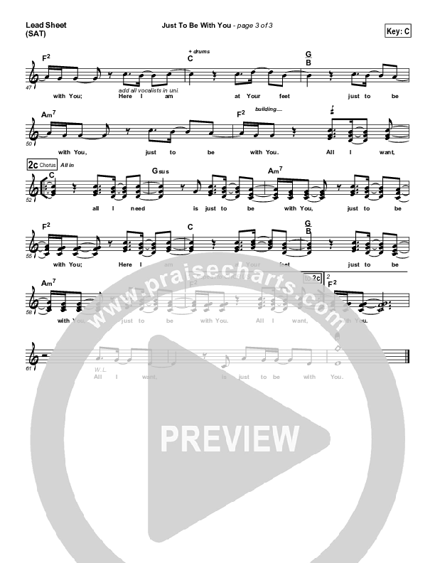 Just To Be With You Lead Sheet (SAT) (Paul Baloche)