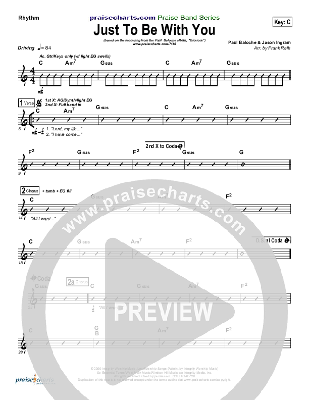 Just To Be With You Rhythm Chart (Paul Baloche)