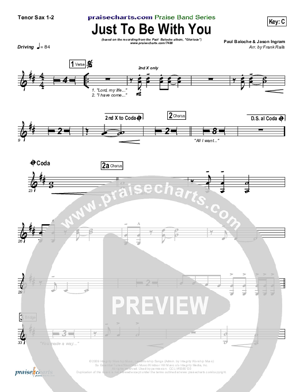 Just To Be With You Tenor Sax 1/2 (Paul Baloche)