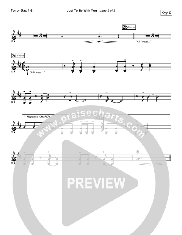 Just To Be With You Tenor Sax 1/2 (Paul Baloche)