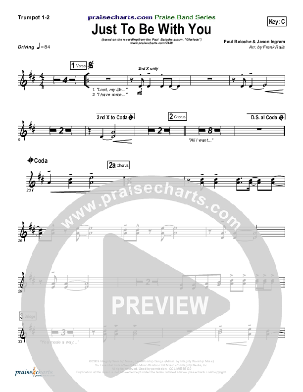 Just To Be With You Trumpet 1,2 (Paul Baloche)