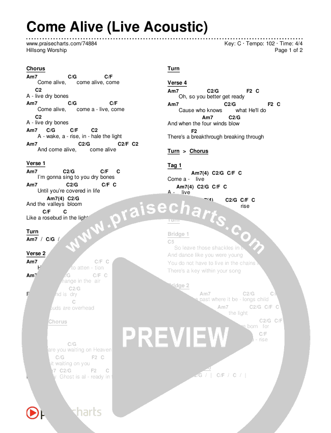 Come Alive (Live Acoustic) Chords & Lyrics (Hillsong Worship)