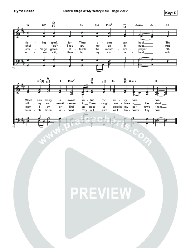 Dear Refuge Of My Weary Soul Hymn Sheet (Sovereign Grace / Bob Kauflin)