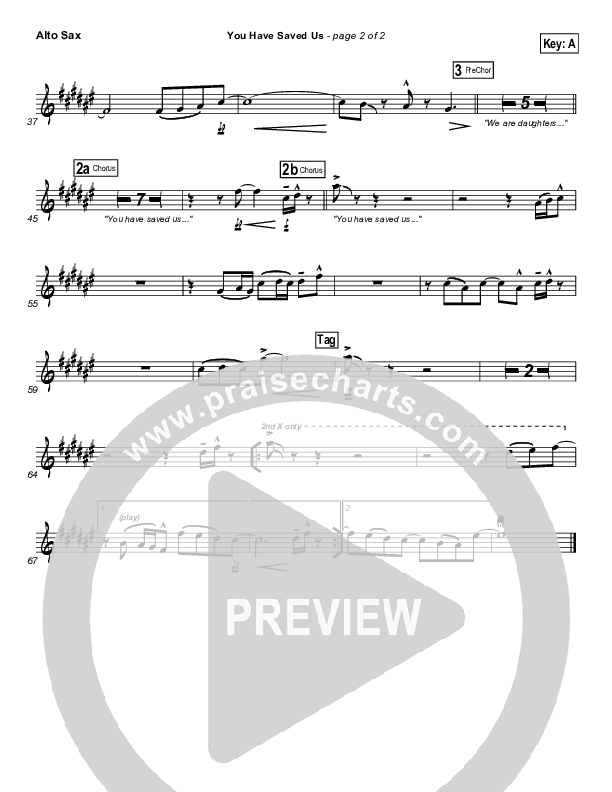 You Have Saved Us Alto Sax (Paul Baloche)