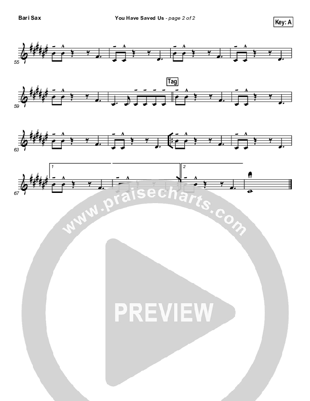 You Have Saved Us Bari Sax (Paul Baloche)