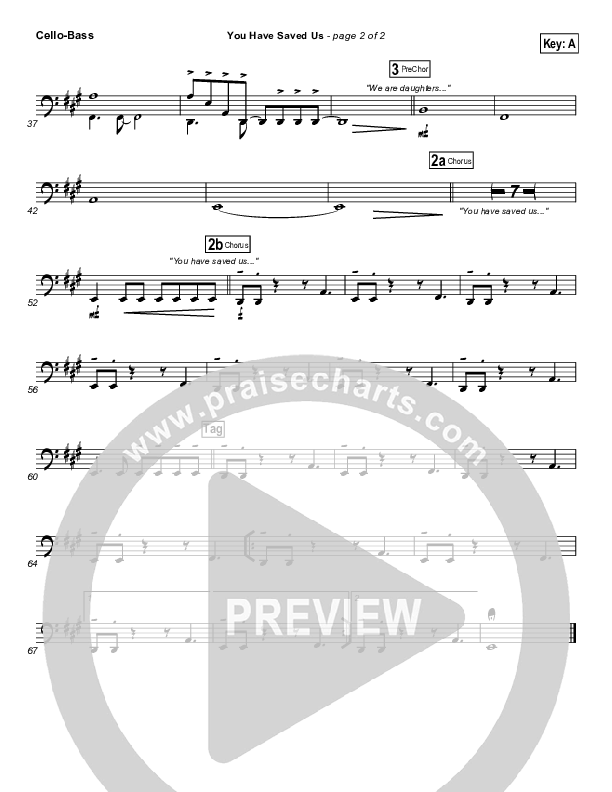 You Have Saved Us Cello/Bass (Paul Baloche)