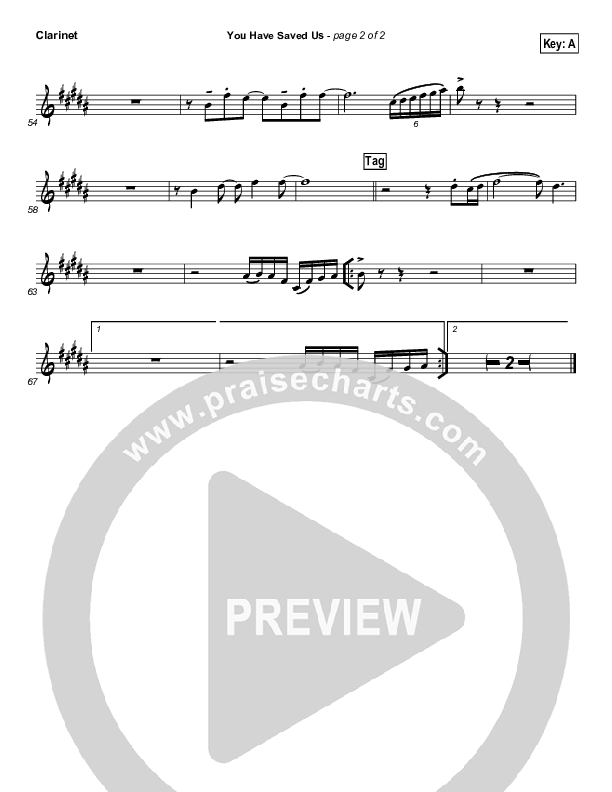 You Have Saved Us Clarinet (Paul Baloche)