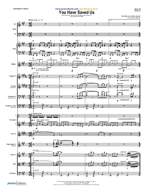 You Have Saved Us Conductor's Score (Paul Baloche)