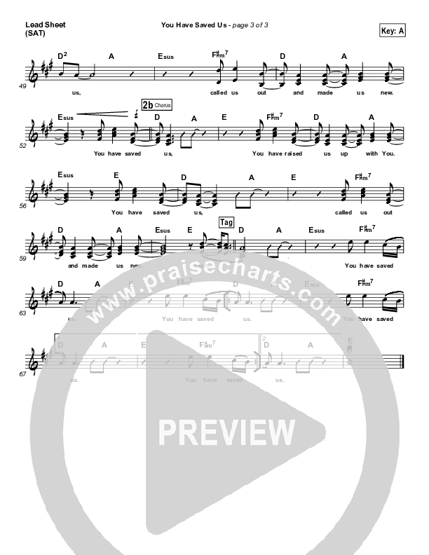 You Have Saved Us Lead Sheet (Paul Baloche)