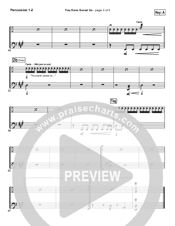 You Have Saved Us Percussion 1/2 (Paul Baloche)