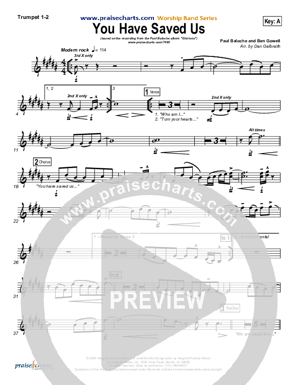 You Have Saved Us Trumpet 1,2 (Paul Baloche)
