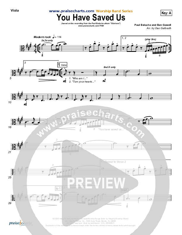 You Have Saved Us Viola (Paul Baloche)