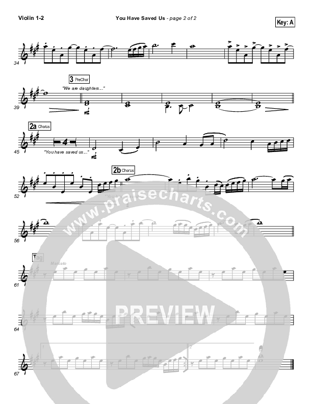 You Have Saved Us Violin 1/2 (Paul Baloche)