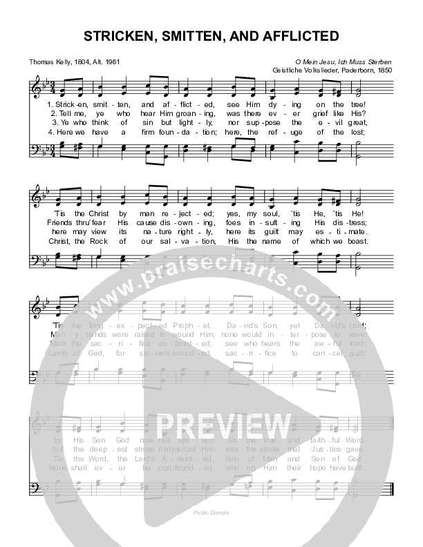 Stricken Smitten And Afflicted Choir Sheet (SATB) (Sovereign Grace / Bob Kauflin)