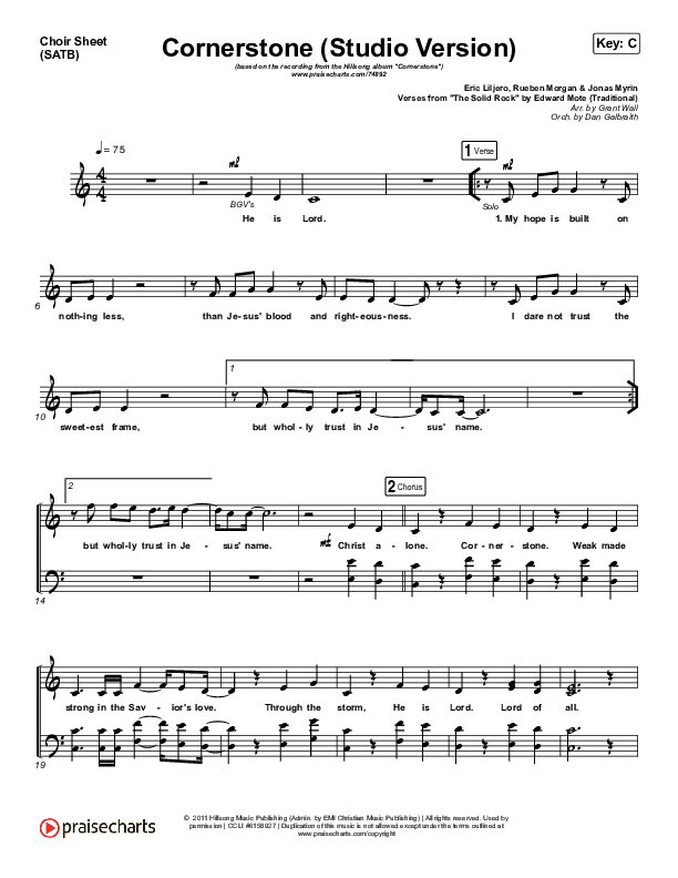 Cornerstone (Studio) Choir Vocals (SATB) (Hillsong Worship)