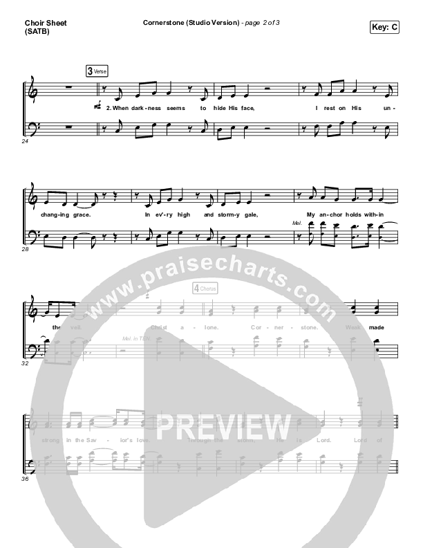 Cornerstone (Studio) Choir Sheet (SATB) (Hillsong Worship)