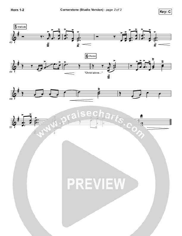 Cornerstone (Studio) French Horn 1/2 (Hillsong Worship)