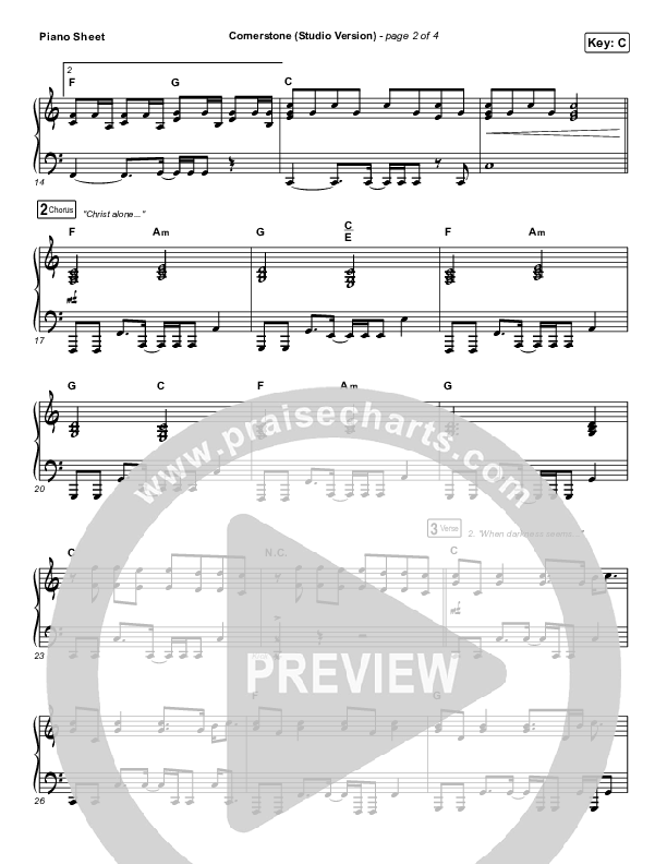 Cornerstone (Studio) Piano Sheet (Hillsong Worship)