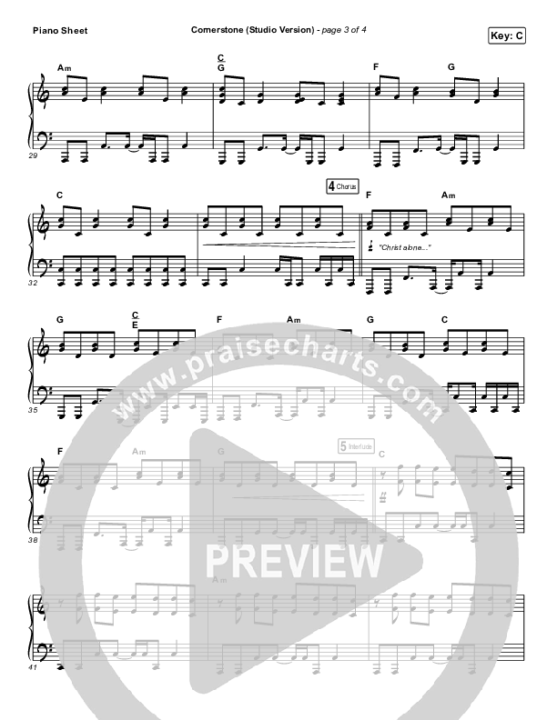 Cornerstone (Studio) Piano Sheet (Hillsong Worship)