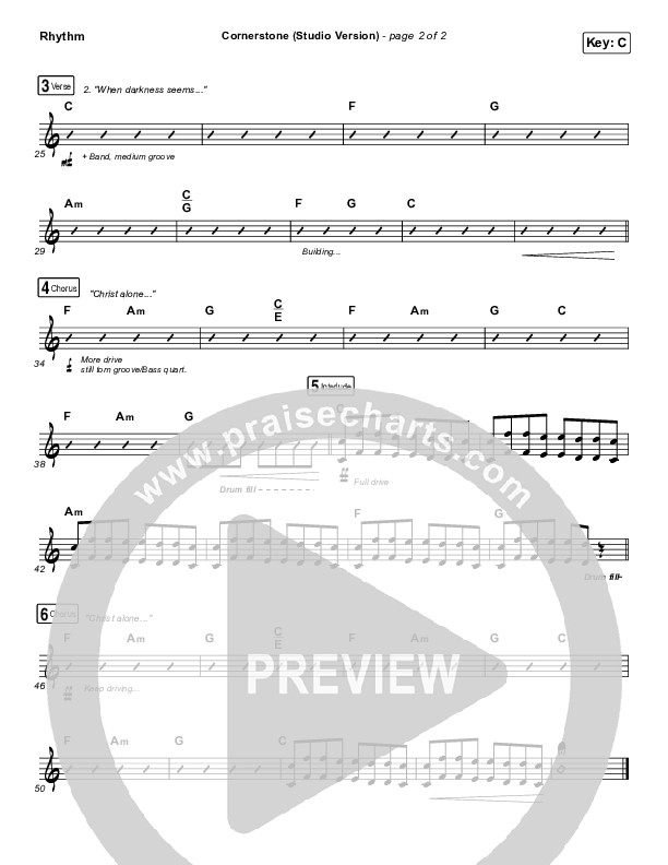Cornerstone (Studio) Rhythm Chart (Hillsong Worship)