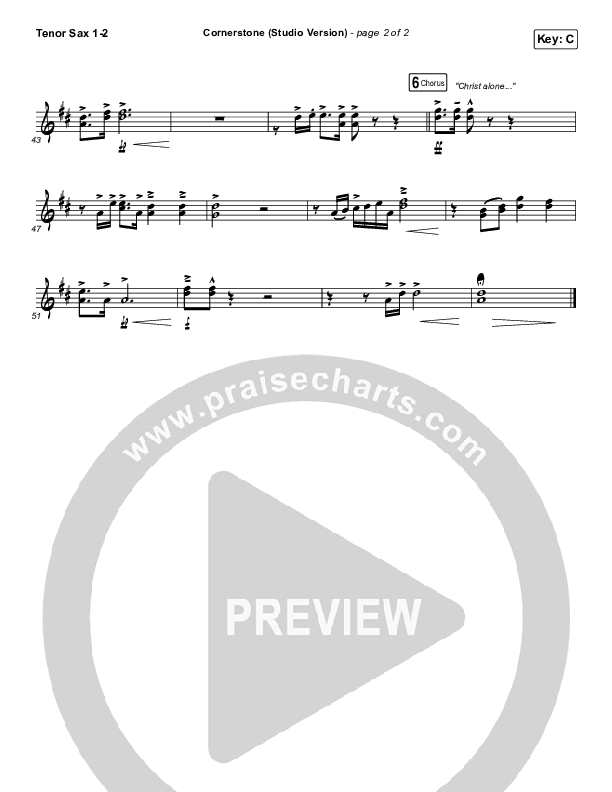 Cornerstone (Studio) Tenor Sax 1/2 (Hillsong Worship)