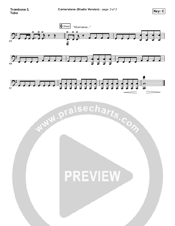Cornerstone (Studio) Trombone 3/Tuba (Hillsong Worship)