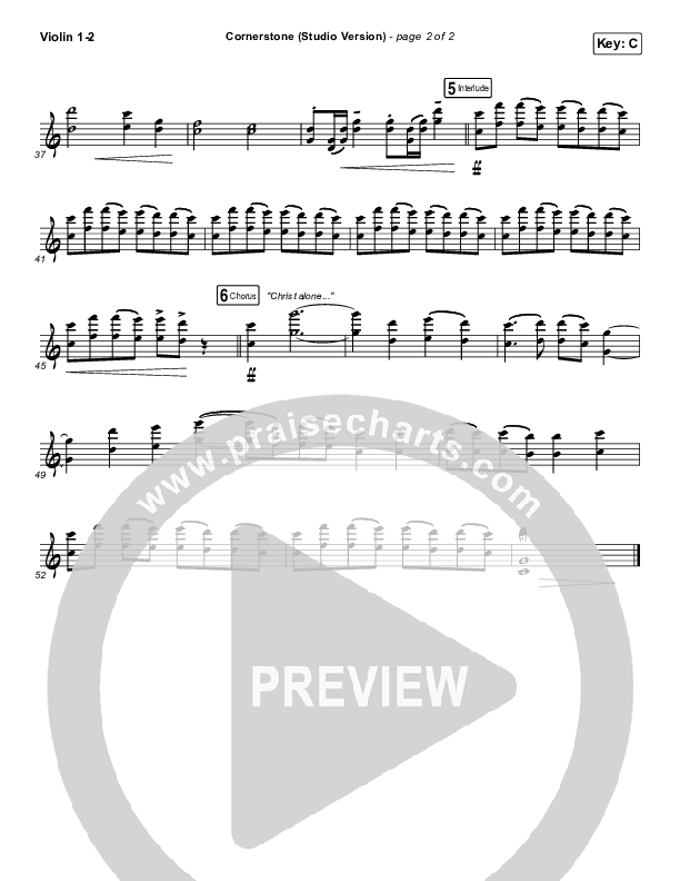 Cornerstone (Studio) Violin 1/2 (Hillsong Worship)