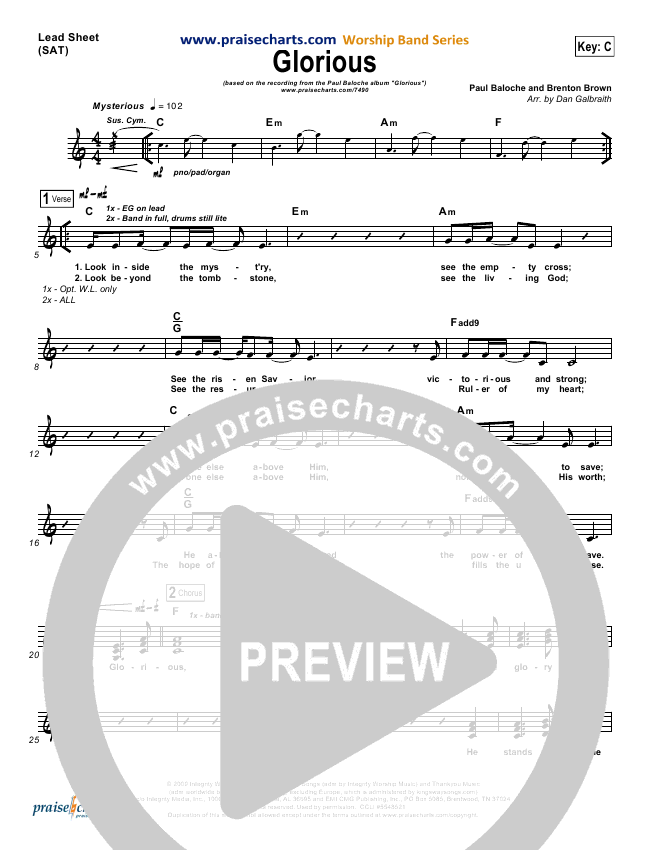 Glorious Sheet Music Pdf Paul Baloche Praisecharts