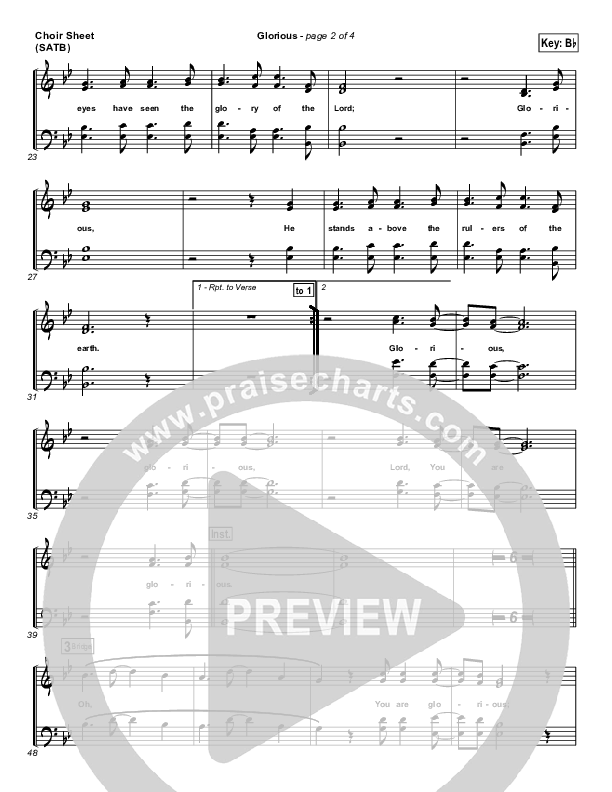 Glorious Choir Sheet (SATB) (Paul Baloche)