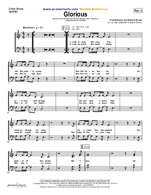 Glorious Choir Sheet (SATB) (Paul Baloche)