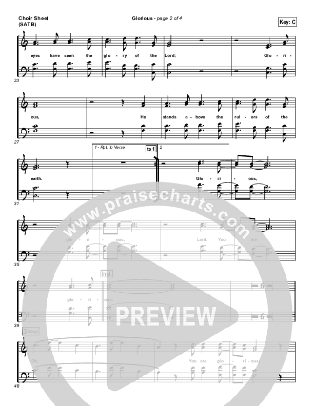 Glorious Choir Sheet (SATB) (Paul Baloche)
