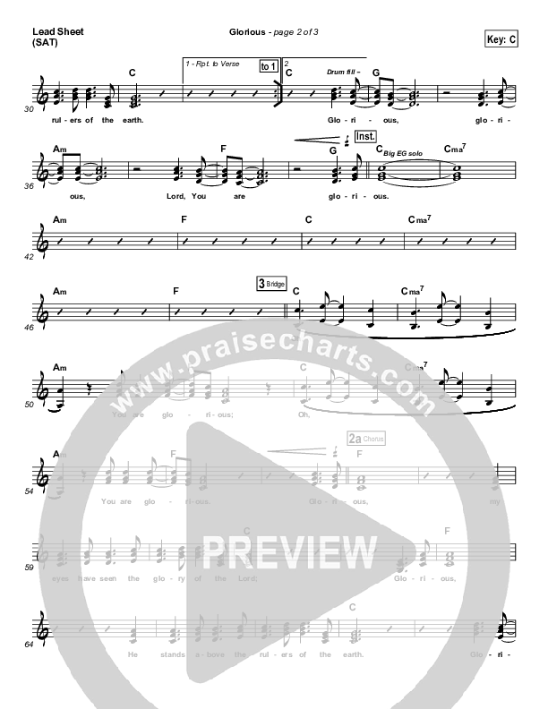 Glorious Lead Sheet (SAT) (Paul Baloche)