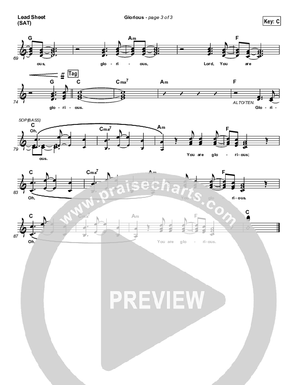 Glorious Lead Sheet (SAT) (Paul Baloche)