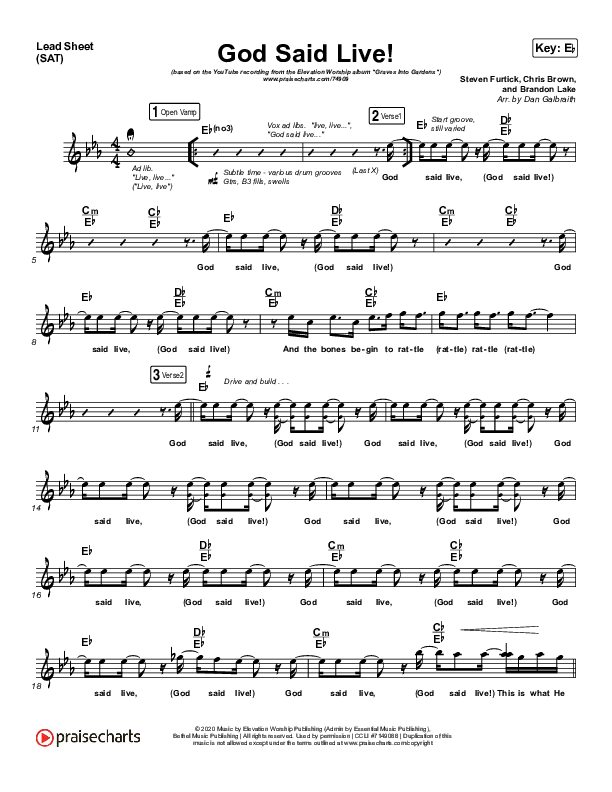 GOD SAID LIVE! Lead Sheet (SAT) (Elevation Worship)